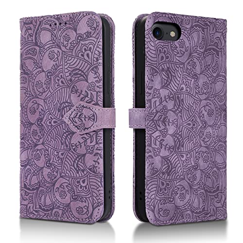 Succtopy Handyhülle für iPhone SE 2022/2020/7/8 - 4.7" PU Leder Hülle Mit Kartenfächer und Standfunktion, Flip Wallet Schutzhülle - Violett von Succtopy