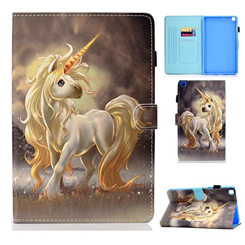 Succtopy Hülle für Galaxy Tab A7 Lite 2021 T225/T220 8.7 Zoll, PU Folio Flip Stand Cover Samsung SM-T225/T220, Brieftasche Tableta Schutzhülle Samsung Galaxy Tab A7 Lite 2021,Gold Einhorn von Succtopy