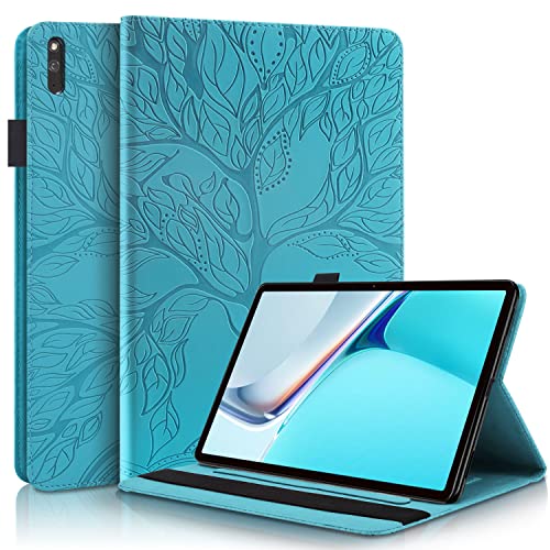 Succtopy Hülle für Huawei MatePad 11 Zoll 2021 Folio Flip PU Leder Schutzhülle Huawei MatePad 11 Zoll 2021 Stifthalter Stand Wallet Cover Case Tablet Hülle Huawei MatePad 11" DBY-W09 Blau von Succtopy