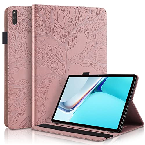 Succtopy Hülle für Huawei MatePad 11 Zoll 2021 Folio Flip PU Leder Schutzhülle Huawei MatePad 11 Zoll 2021 Stifthalter Stand Wallet Cover Case Tablet Hülle Huawei MatePad 11" DBY-W09 Roségold von Succtopy