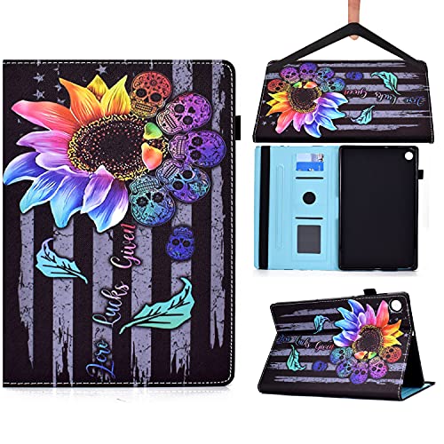 Succtopy Hülle für Lenovo Tab M10 FHD Plus, Ultra Dünn Falten Cover Kartensteckplatz Stehen Ständer Auto Schlaf/Wach Tableta Schutzhülle Lenovo Tab M10 Plus X606F/ X606X, Sonnenblume von Succtopy