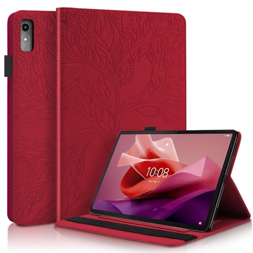 Succtopy Hülle für Lenovo Tab P12 12.7 Zoll 2023 Folio Flip PU Leder Schutzhülle Lenovo Tab P12 2023 Stifthalter Stand Wallet Cover Case Tablet Hülle Lenovo Tab P12 12.7" 2023 Rot von Succtopy
