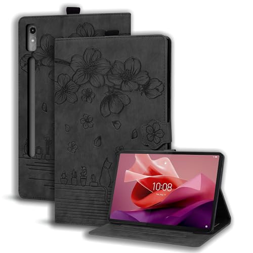 Succtopy Hülle für Lenovo Tab P12 12.7 Zoll 2023 Folio Flip PU Leder Schutzhülle Lenovo Tab P12 2023 Stifthalter Stand Wallet Cover Case Tablet HülleLenovo Tab P12 12.7" 2023 Schwarz von Succtopy