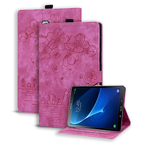 Succtopy Hülle für Samsung Galaxy Tab A6 2016 10.1 Zoll Folio Flip PU Leder Schutzhülle Galaxy Tab A 2016 Stifthalter Stand Wallet Cover Case Tablet Hülle Galaxy Tab A6 SM-T580/SM-T585 Rosarot von Succtopy