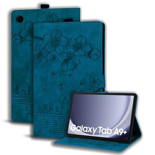 Succtopy Hülle für Samsung Galaxy Tab A9+/A9 Plus 11 Zoll 2023 Folio Flip PU Leder Schutzhülle Galaxy Tab A9+ 11" 2023 Stifthalter Stand Wallet Cover Case Tablet Hülle SM-X210/X215/X216 Königsblau von Succtopy