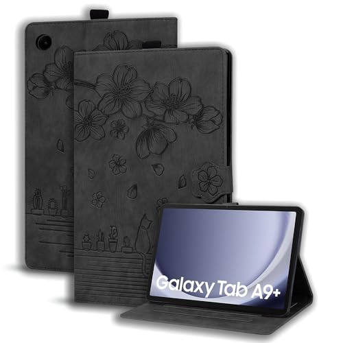 Succtopy Hülle für Samsung Galaxy Tab A9+/A9 Plus 11 Zoll 2023 Folio Flip PU Leder Schutzhülle Galaxy Tab A9+ 11" 2023 Stifthalter Stand Wallet Cover Case Tablet Hülle SM-X210/X215/X216 Schwarz von Succtopy
