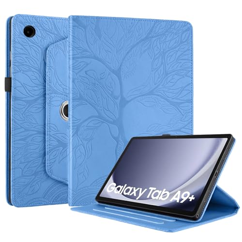 Succtopy Hülle für Samsung Galaxy Tab A9+/A9 Plus 11 Zoll 2023 SM-X210/X215/X216 PU Leder 360°Drehbar Multi-Winkel Lederhülle mit Standfunktion und Stifthalter Schutzhülle Galaxy Tab A9+ Blau von Succtopy