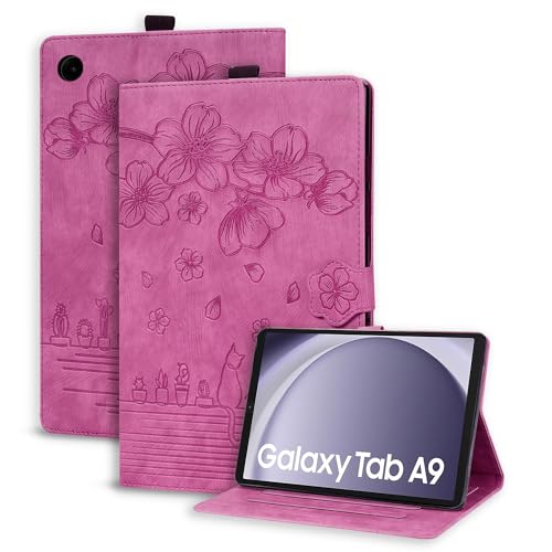 Succtopy Hülle für Samsung Galaxy Tab A9 8.7 Zoll 2023 SM-X110/X115 Folio Flip PU Leder Schutzhülle Stifthalter Stand Wallet Cover Case Tablet Hülle Samsung Galaxy Tab A9 8.7" 2023 Rosarot von Succtopy