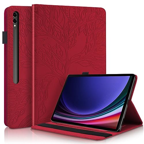 Succtopy Hülle für Samsung Galaxy Tab S10+, Galaxy Tab S9 FE+ /S9 Plus 12.4 Zoll Folio Flip PU Leder Schutzhülle Stifthalter Stand Wallet Cover Case Tablet Hülle Galaxy Tab S9 FE+ /S9+/S10+ Rot von Succtopy