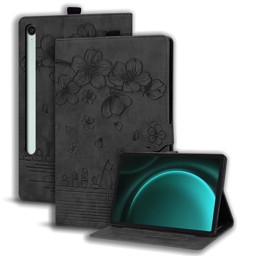 Succtopy Hülle für Samsung Galaxy Tab S10 FE 10.9" 2025 SM-X520/X526/X526B/Galaxy Tab S9 FE 10.9" SM-X510/X516B Folio Flip PU Leder Schutzhülle Stifthalter Stand Wallet Cover Case Hülle Schwarz von Succtopy