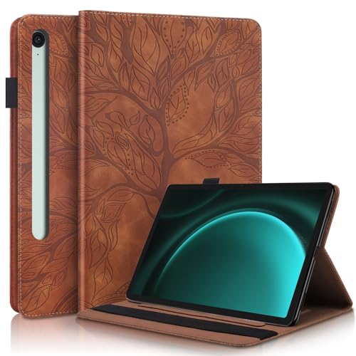 Succtopy Hülle für Samsung Galaxy Tab S10 FE 10.9" 2025 SM-X520/X526/X526B/Galaxy Tab S9 FE 10.9" SM-X510/X516B PU Leder Schutzhülle mit Stifthalter Folio Flip Wallet Cover Case Hülle Braun von Succtopy