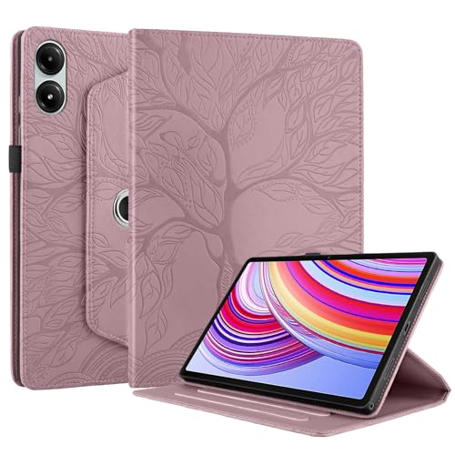 Succtopy Hülle für Xiaomi Redmi Pad Pro 12.1 Zoll 2024 PU Leder 360°Drehbar Multi-Winkel Schutzhülle mit Standfunktion und Stifthalter für Xiaomi Redmi Pad Pro Hülle Case Rose Gold von Succtopy