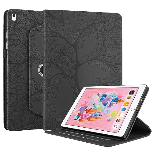 Succtopy Hülle für iPad 5. 2017/6. Generation 2018 9.7"/iPad Air/iPad Air 2 PU Leder 360°Drehbar Multi-Winkel Lederhülle mit Standfunktion und Stifthalter Schutzhülle iPad 9.7/iPad Pro 9.7 Schwarz von Succtopy