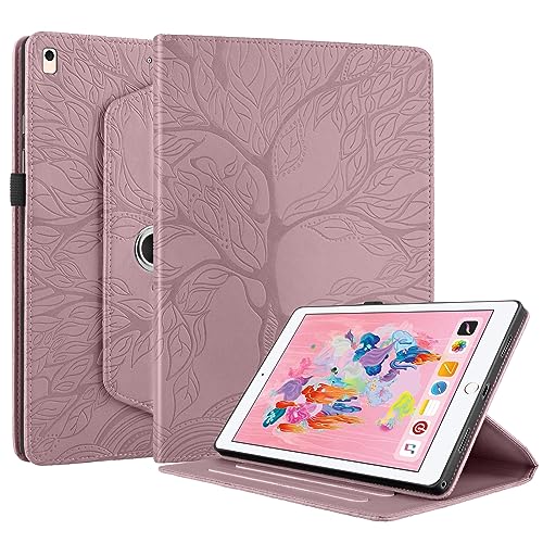 Succtopy Hülle für iPad 5. 2017/6. Generation 2018 9.7"/iPad Air/iPad Air 2 PU Leder 360°Drehbar Multi-Winkel Lederhülle mit Standfunktion und Stifthalter Schutzhülle iPad 9.7/iPad Pro 9.7 Rose Gold von Succtopy