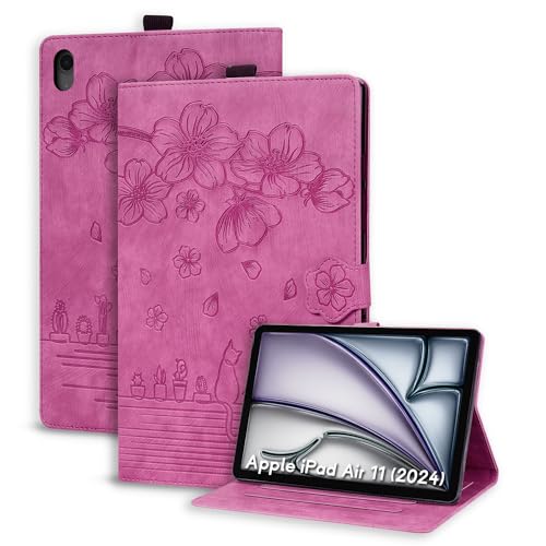 Succtopy Hülle für iPad Air 11 Zoll M3 2025/ M2 2024 Folio Flip PU Leder Schutzhülle Stifthalter Stand Wallet Cover Case Hülle iPad Air 11" M3 2025/ M2 2024 - Rose Rouge von Succtopy