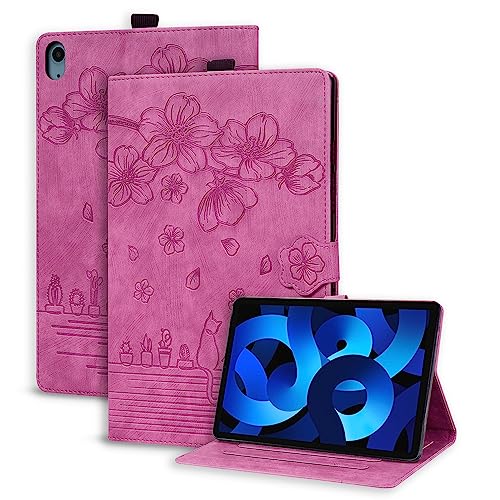 Succtopy Hülle für iPad Air 5. Generation 2022 / iPad Air 4. Generation 2020 10.9 Zoll Schutzhülle PU Leder mit Standfunktion und Stifthalter für iPad Air 5./4. Generation Hülle Case Rosarot von Succtopy