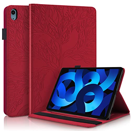 Succtopy Hülle für iPad Air 5.Generation 2022/ iPad Air 4.Generation 2020 10.9 Zoll Folio Flip PU Leder Schutzhülle Stifthalter Stand Wallet Cover Case Tablet Hülle iPad Air 5/4 10.9 Zoll Rot von Succtopy