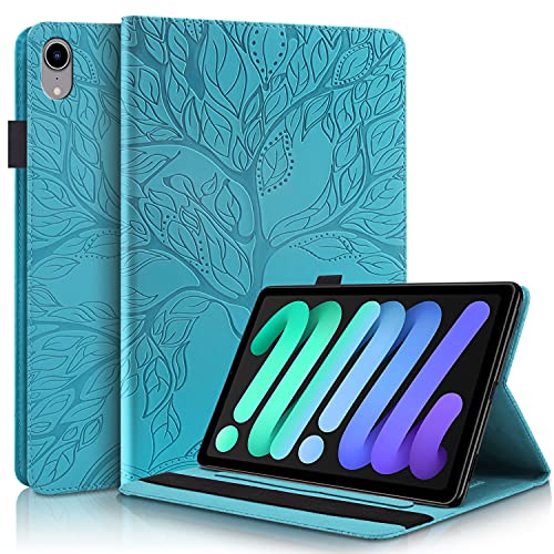 Succtopy Hülle für iPad Mini (A17 Pro, 2024 Modell, 7. Generation) / Mini 6 (2021 Modell, 6. Generation) 8.3" Folio Flip PU Leder Schutzhülle Tablet Hülle mit Stifthalter und Standfunktion Blau von Succtopy