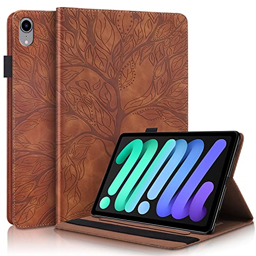 Succtopy Hülle für iPad Mini (A17 Pro, 2024 Modell, 7. Generation) / Mini 6 (2021 Modell, 6. Generation) 8.3" Folio Flip PU Leder Schutzhülle Tablet Hülle mit Stifthalter und Standfunktion Braun von Succtopy
