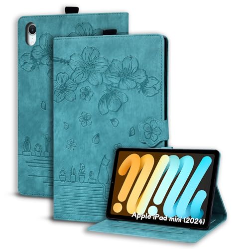 Succtopy Hülle für iPad Mini (A17 Pro, 2024 Modell, 7. Generation) / Mini 6 (2021 Modell, 6. Generation) 8.3" Folio Flip PU Leder Tablet Hülle Schutzhülle mit Stifthalter und Standfunktion Hellgrün von Succtopy