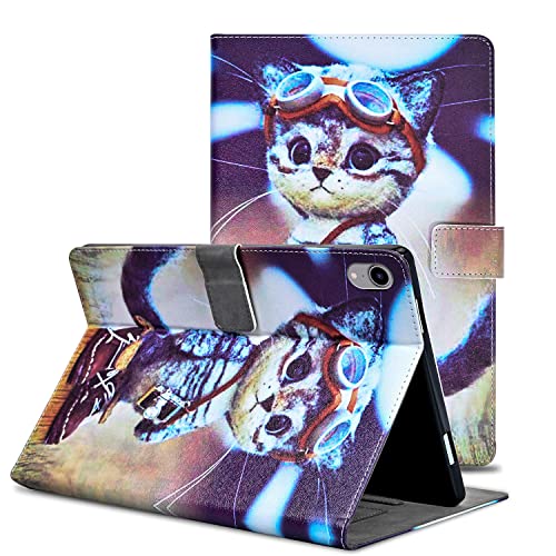 Succtopy Hülle für iPad Mini 6, Folio Flip PU Leder Schutzhülle iPad Mini 6 2021 Stifthalter Stand Wallet Cover Case Tablet Hülle iPad Mini 6. Generation 8.3 Zoll 2021,Abenteuerkatze von Succtopy