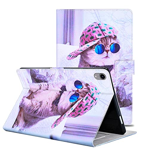 Succtopy Hülle für iPad Mini 6, Folio Flip PU Leder Schutzhülle iPad Mini 6 2021 Stifthalter Stand Wallet Cover Case Tablet Hülle iPad Mini 6. Generation 8.3 Zoll 2021,Hut Katze von Succtopy