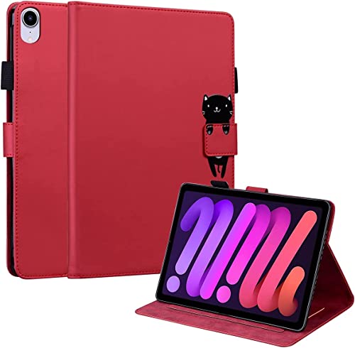 Succtopy Hülle für iPad Mini 6, Folio Flip PU Leder Schutzhülle iPad Mini 6 2021 Stifthalter Stand Wallet Cover Case Tablet Hülle iPad Mini 6. Generation 8.3 Zoll 2021,Katze von Succtopy