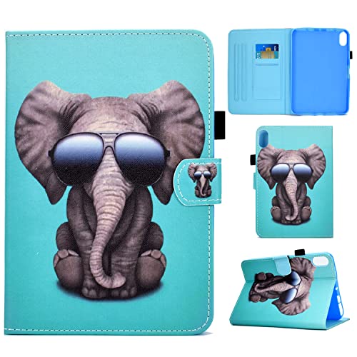 Succtopy Hülle für iPad Mini 6. Gen 2021 8.3", Folio Flip PU Leder Schutzhülle iPad Mini 6 Auto Einschlafen/Aufwachen Stand Wallet Cover Case Tablet Hülle iPad Mini 6 2021,Elephant2 von Succtopy