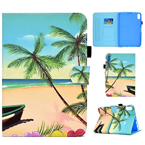 Succtopy Hülle für iPad Mini 6. Gen 2021 8.3", Folio Flip PU Leder Schutzhülle iPad Mini 6 Auto Einschlafen/Aufwachen Stand Wallet Cover Case Tablet Hülle iPad Mini 6 2021,Strand von Succtopy