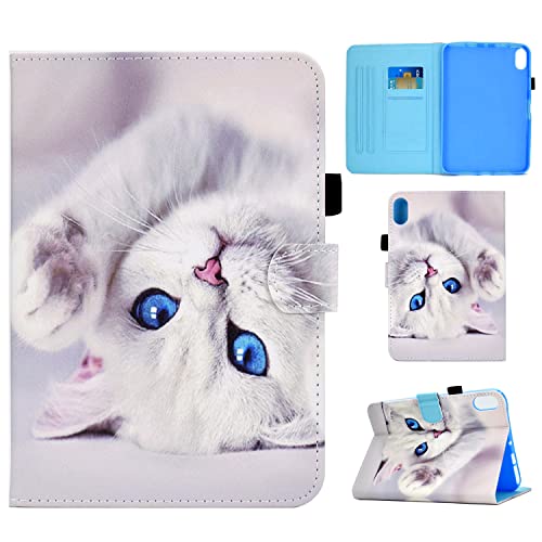 Succtopy Hülle für iPad Mini 6. Gen 2021 8.3", Folio Flip PU Leder Schutzhülle iPad Mini 6 Auto Einschlafen/Aufwachen Stand Wallet Cover Case Tablet Hülle iPad Mini 6 2021,Weiße Katze von Succtopy