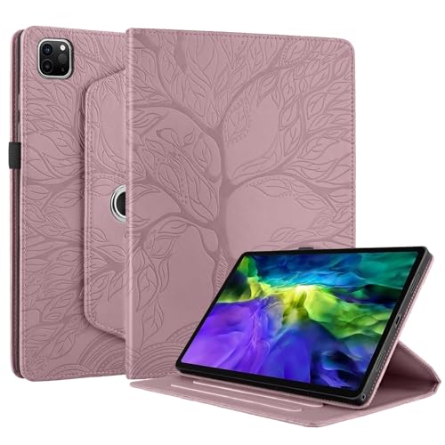 Succtopy Hülle für iPad Pro 12.9 2022/2021/2020/2018 (6./5./4./3.Generation) PU Leder 360° Drehbar Multi-Winkel Lederhülle mit Standfunktion und Stifthalter Schutzhülle iPad Pro 12.9 Zoll Rose Gold von Succtopy