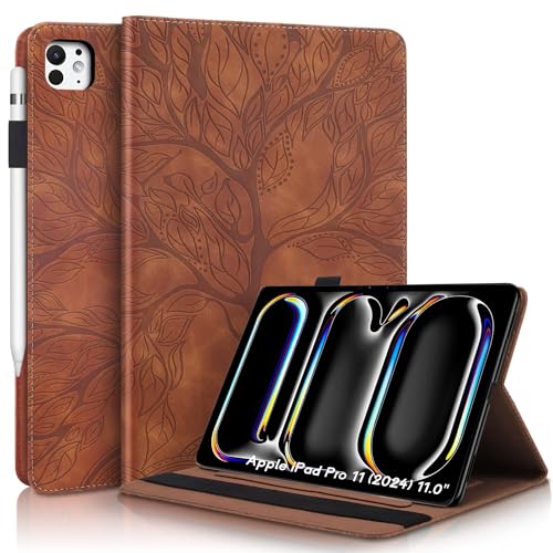 Succtopy Hülle für iPad Pro 13 Zoll (M4) 2024 Folio Flip PU Leder Schutzhülle iPad Pro 13 Zoll (M4) Tablet Hülle mit Stifthalter und Standfunktion für 13 Zoll iPad Pro 2024 Braun von Succtopy