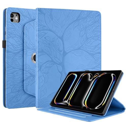 Succtopy Hülle für iPad Pro 13 Zoll 2024 PU Leder 360°Drehbar Multi-Winkel Schutzhülle mit Standfunktion und Stifthalter für iPad Pro 13 (2024) Hülle Case Blau von Succtopy
