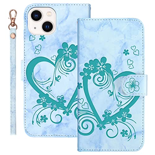 Succtopy Hülle für iPhone 13 Mini Handyhülle, PU Leder Folio Flip Handy Schutzhülle iPhone 13 Mini Klappbar Cover Case mit Brieftasche Band Tasche Klapphülle iPhone 13 Mini, Grün von Succtopy