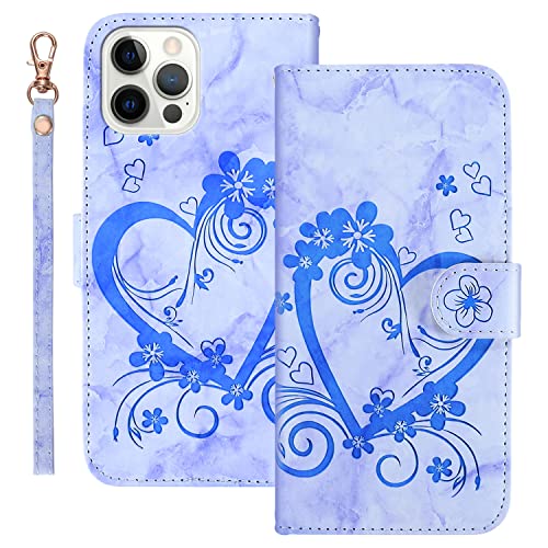 Succtopy Hülle für iPhone 13 Pro Handyhülle, PU Leder Folio Flip Handy Schutzhülle iPhone 13 Pro Klappbar Cover Case mit Brieftasche Standfunktion Tasche Klapphülle iPhone 13 Pro,Blau von Succtopy