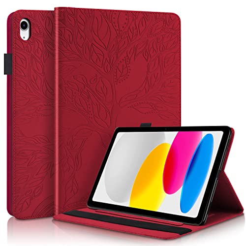 Succtopy Hülle iPad (A16) 11. Generation 11 Zoll 2025, iPad 10. Generation 10.9 Zoll 2022 PU Leder Schutzhülle mit Stifthalter Folio Flip Wallet Cover Case Hülle Rot von Succtopy