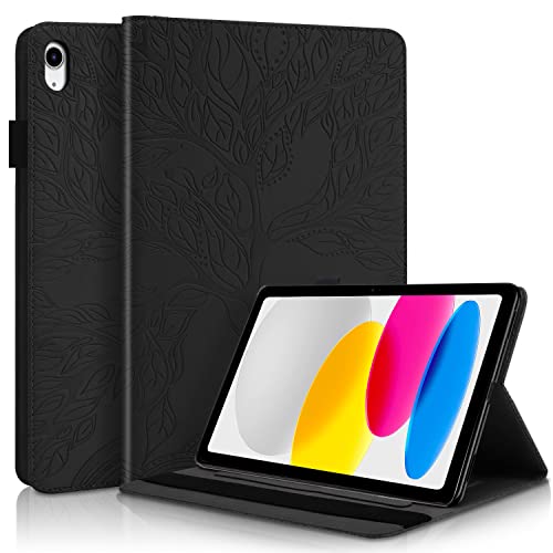 Succtopy Hülle iPad 10. Generation 10.9 Zoll 2022 PU Leder Schutzhülle mit Stifthalter für iPad 10. Generation 2022 Folio Flip Wallet Cover Case Kompatibel mit iPad 10.9 Zoll 2022 Schwarz von Succtopy