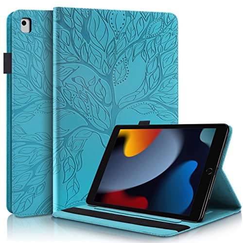 Succtopy Hülle iPad 9/8/7 (10.2" Modell 2021/2020/2019 9./8./7. Generation) Folio Flip PU Leder Schutzhülle Stifthalter Stand Wallet Cover Case Tablet Hülle iPad 10.2 Zoll 2021/2020/2019 Blau von Succtopy