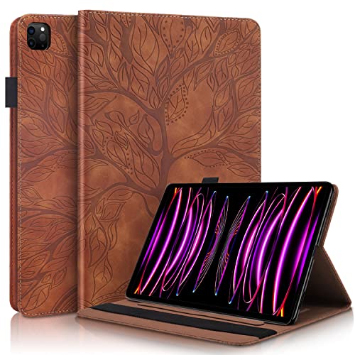 Succtopy Hülle iPad Pro 12.9 2022/2021/2020/2018 (6./5./4./3.Generation) Folio Flip PU Leder Schutzhülle Stifthalter Stand Wallet Cover Case Tablet Hülle iPad Pro 12.9 (6./5./4./3.Generation) Braun von Succtopy