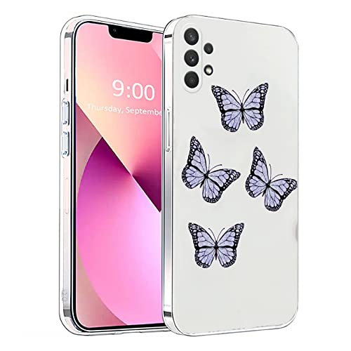 Succtopy Samsung Galaxy A13 4G Handyhülle,Hülle TPU Weiche Schlank Schutzhülle Handytasche Flexibel Case Handy Hülle für Samsung Galaxy A13 4G 6.6 Zoll(Lila Schmetterling) von Succtopy