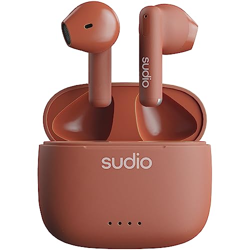 Sudio A1 Sienna, Ohrhörer mit Bluetooth, Touch Control mit kompakter kabelloser Ladeschale IPX4 geschützt, geräuschdurchlässige Kopfhörer mit integriertem Mikrofon, Premium Crystal Sound von Sudio
