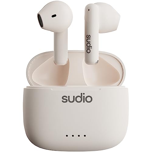 Sudio A1 Snow White, Ohrhörer mit Bluetooth, Touch Control mit kompakter kabelloser Ladeschale IPX4 geschützt, geräuschdurchlässige Kopfhörer mit integriertem Mikrofon, Premium Crystal Sound von Sudio