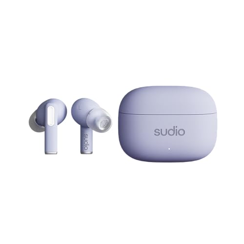 Sudio A1Pro Purple, InEar Ohrhörer mit Bluetooth, Touch Control mit kompakter kabelloser Ladeschale, IPX4 geschützt, Active Noise Cancellation, mit integriertem Mikrofon, Premium Crystal Sound von Sudio