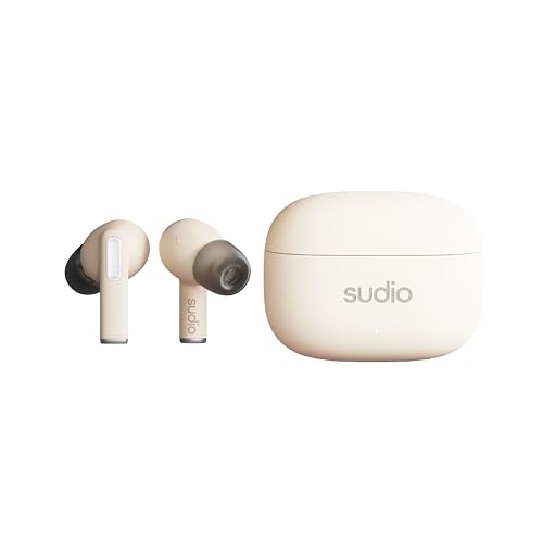 Sudio A1Pro Beach Sand, InEar Ohrhörer mit Bluetooth, Touch Control mit kompakter kabelloser Ladeschale, IPX4 geschützt, Active Noise Cancellation, mit integriertem Mikrofon, Premium Crystal Sound Sudio A1Pro Beach Sand, InEar Ohrhörer mit Bluetooth, Touch Control mit kompakter kabelloser Ladeschale, IPX4 geschützt, Active Noise Cancellation, mit integriertem Mikrofon, Premium Crystal Sound von Sudio