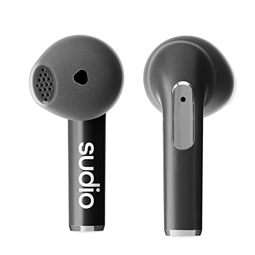 Sudio N2 Midnight Black - True Wireless Bluetooth Open-Ear Earbuds,Multipoint-Verbindung, integriertes Mikrofon für Anrufe, 30 Stunden Akku mit Ladehülle, IPX4 wasserfest, USB-C & kabelloses Laden von Sudio