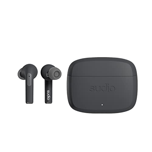 Sudio N2 Pro True Wireless Bluetooth In-Ear Ohrhörer mit ANC - Multipoint-Verbindung, IPX4 wasserabweisend, USB-C und kabelloses Laden, Mikrofon, 30h Spielzeit mit Ladehülle (schwarz) von Sudio