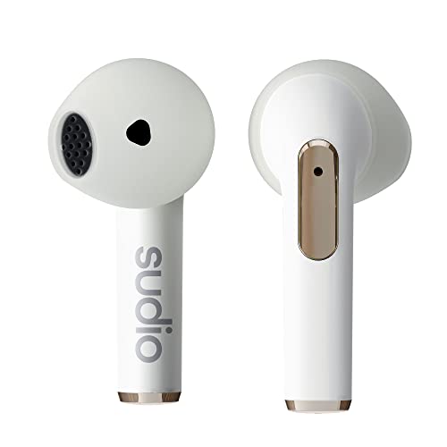 Sudio N2 Snow White - True Wireless Bluetooth Open-Ear Earbuds,Multipoint-Verbindung, integriertes Mikrofon für Anrufe, 30 Stunden Akku mit Ladehülle, IPX4 wasserfest, USB-C & kabelloses Laden von Sudio