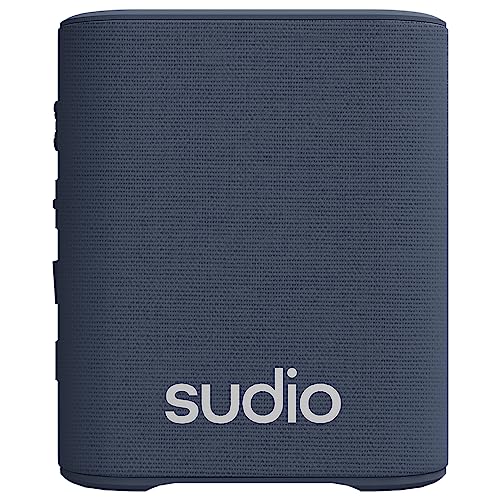 Sudio S2 Blau, Bluetooth-Lautsprecher mit lautem Klang und tiefen Bässen Lange Spielzeit IPx5 Wasserdichtes Bluetooth 5.3 TWS Pairing Tragbarer drahtloser Kompaktlautsprecher für Zuhause, draußen von Sudio