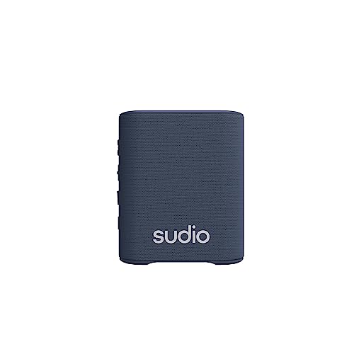 Sudio S2 Blau, Bluetooth-Lautsprecher mit lautem Klang und tiefen Bässen Lange Spielzeit IPx5 Wasserdichtes Bluetooth 5.3 TWS Pairing Tragbarer drahtloser Kompaktlautsprecher für Zuhause, draußen von Sudio