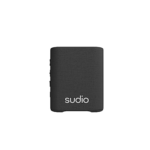 Sudio S2 Schwarz, Bluetooth-Lautsprecher mit lautem Klang und tiefen Bässen Lange Spielzeit IPx5 Wasserdichtes Bluetooth 5.3 TWS Pairing Tragbarer drahtloser Kompaktlautsprecher für Zuhause, draußen von Sudio